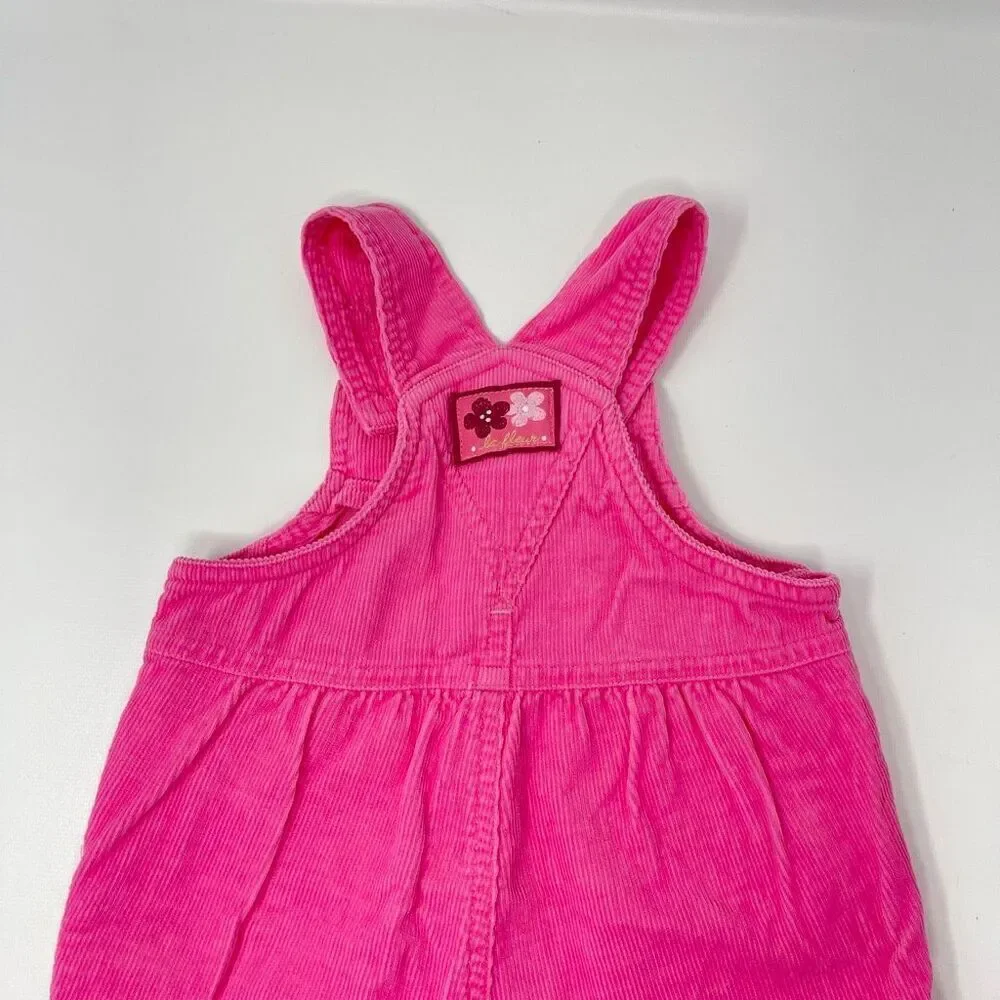 Vintage Y2K Carter’s Overalls Pink Corduroy Flowers Girls Size 3-6 Months Cotton
